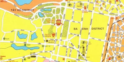 नक्शे के हनोई शहर के केंद्र